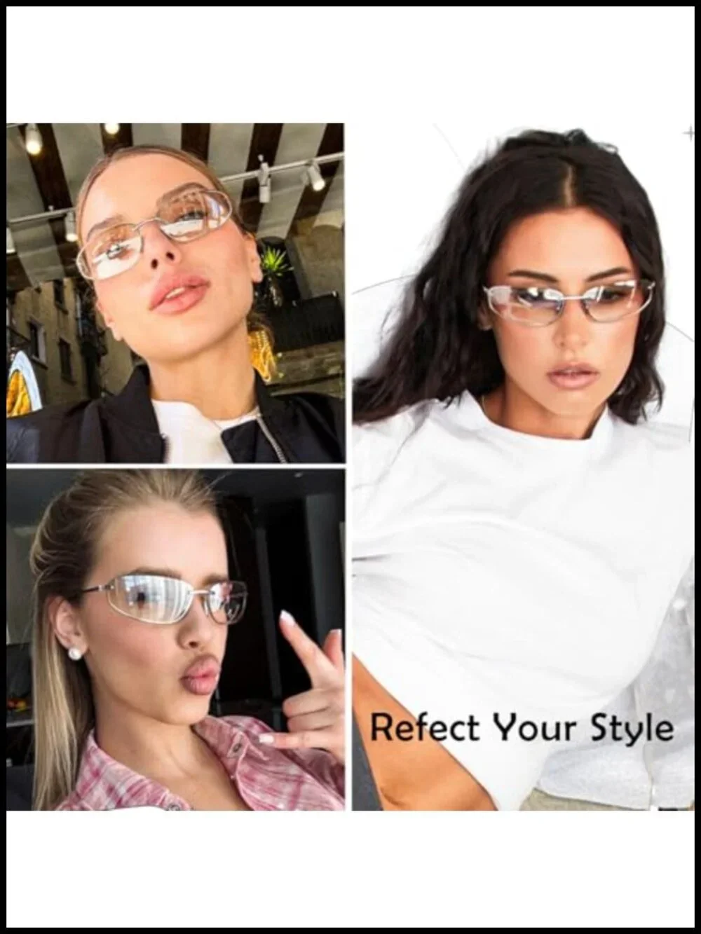 Retro Y2K Wrap Sunglasses UV400 Protection Metal Frame Oval Shape